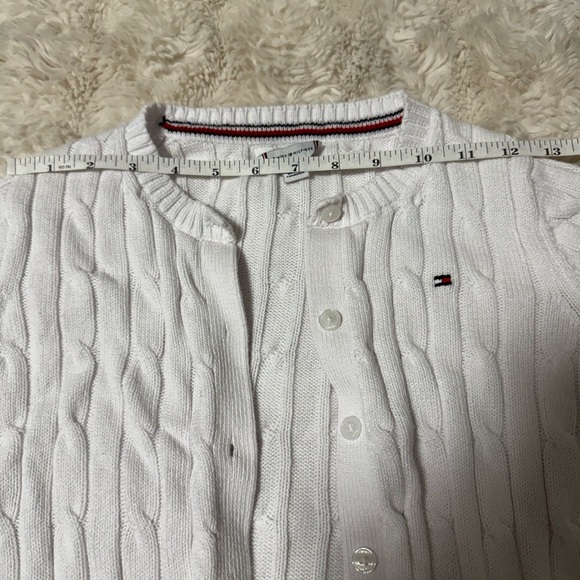 Tommy Hilfiger Girls White Cable Knit Sweater - Picture 4 of 4